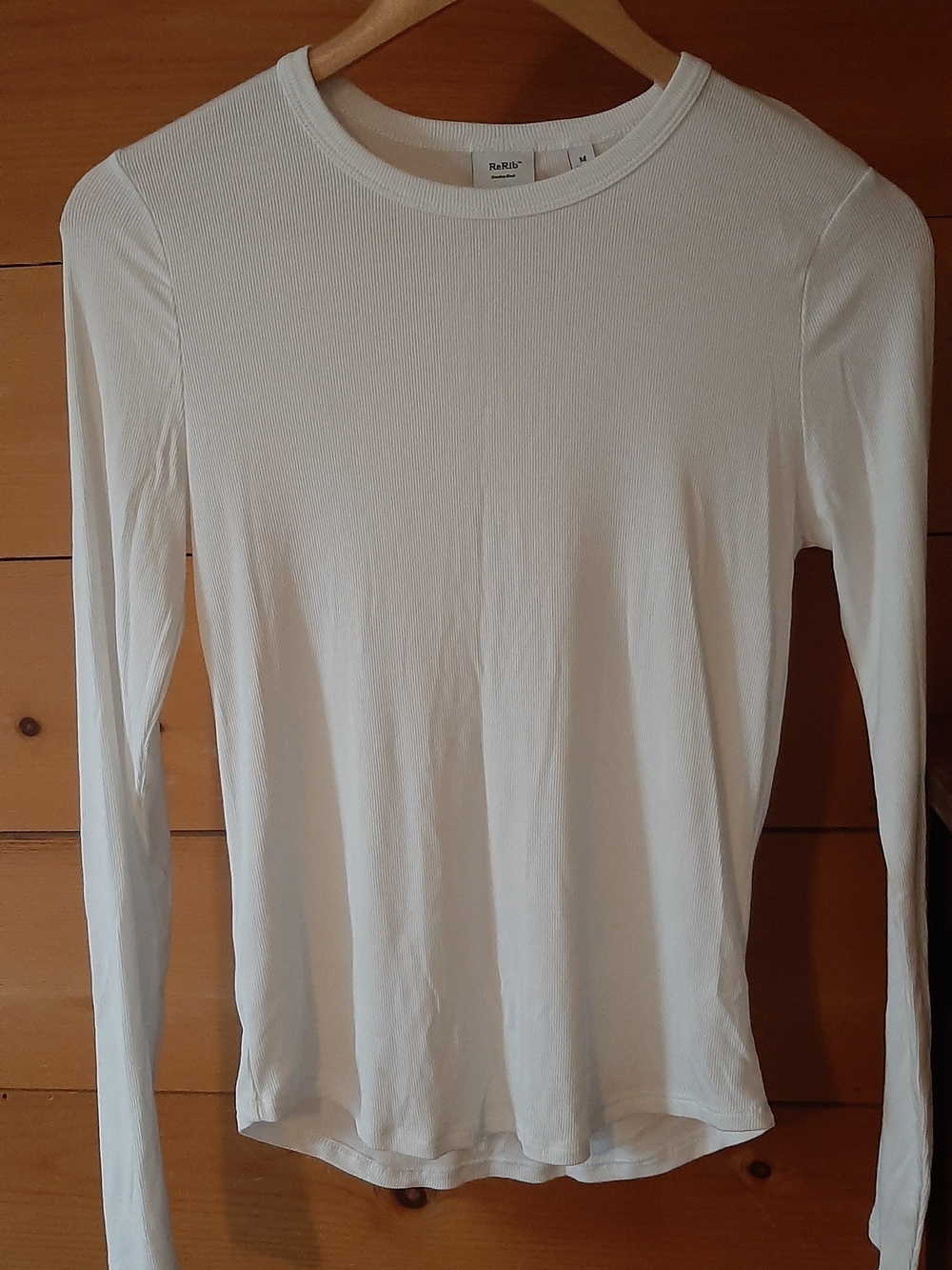 Aritzia Basic Long-Sleeve Crewneck Top - White